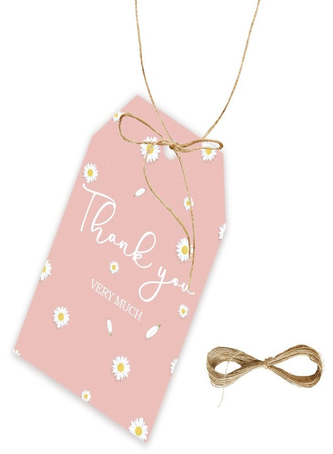 FORSHEEP 50pcs Daisy Thank You Tags, Flower Gift Tag with String for Wedding Party, Floral Thank You Paper Tags for Girl Birthday/Garden Themed Party Favors - Image 1